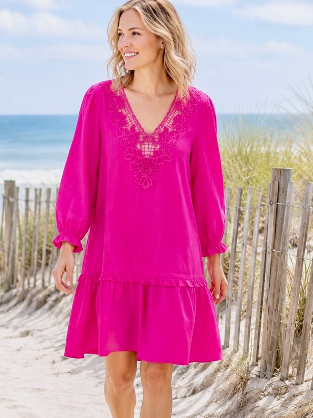 NWT J.Crew Re-Imagined Fuchsia Cotton Dress Size M